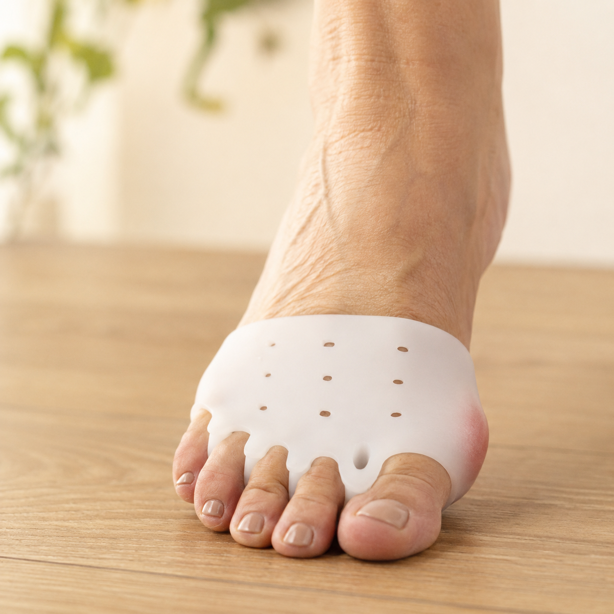 The 3mm spacer worn on a real foot with a bunion